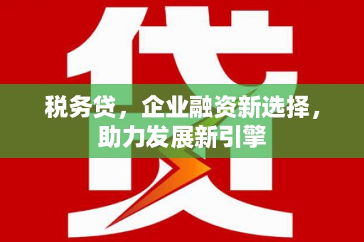 兰西税务贷，企业融资新选择，助力发展新引擎